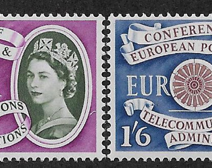 1960 Europa Set of Two Great Britain Queen Elizabeth II Postage Stamps Mint Never Hinged