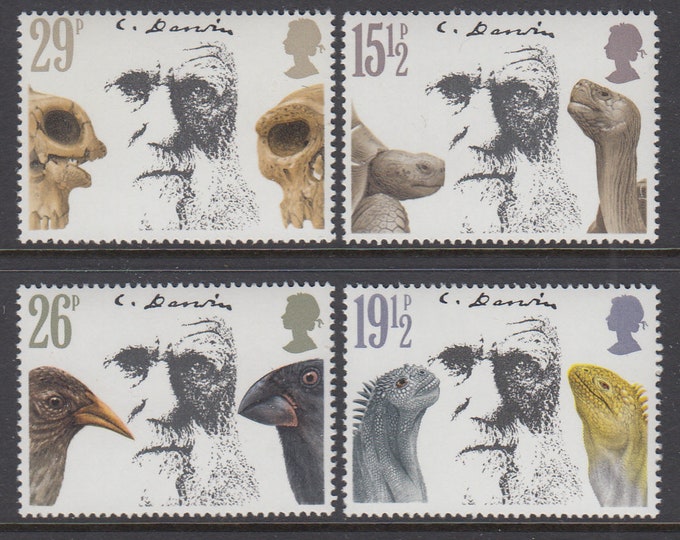 Charles Darwin Set of Four Great Britain Postage Stamps Issued 1982