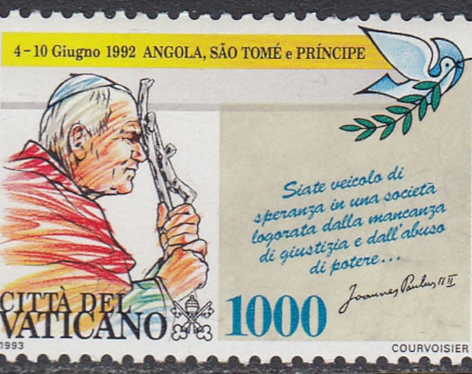 Travels of Pope John Paul II in 1992 Set of Three Vatican City Postage Stamps