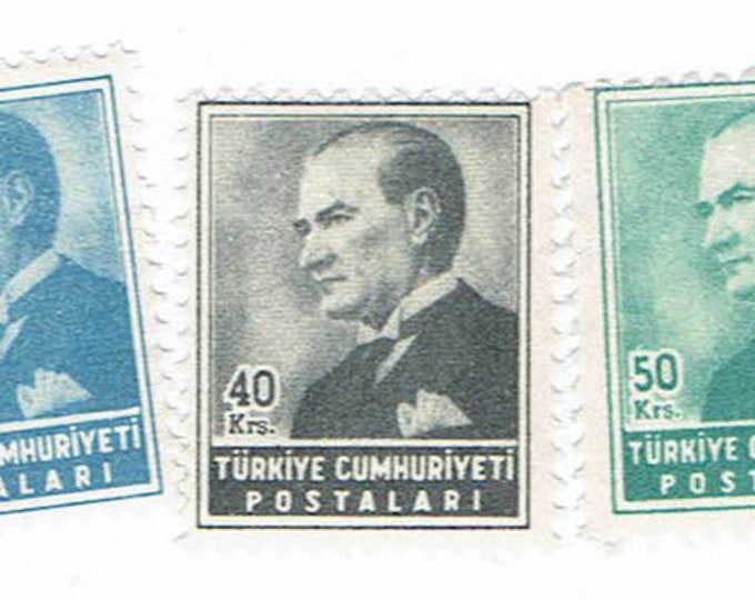 1955 Kemal Ataturk Set of Five Turkiye (Turkey) Postage Stamps Mint Never Hinged