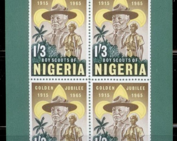 Boy Scouts of Nigeria Souvenir Sheet of Four Postage Stamps Issued 1965