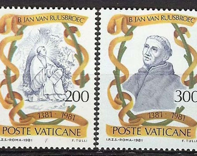 John van Ruysbroeck Set of Two Vatican City Postage Stamps