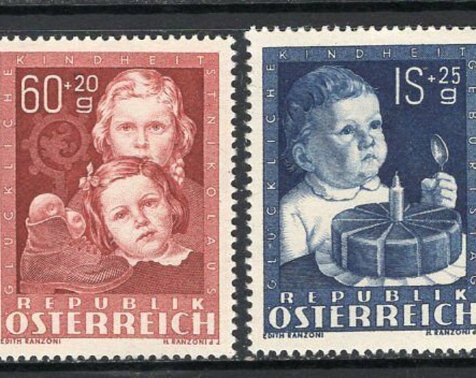 Child Welfare Set of Four Austria Postage Stamps Issued 1949