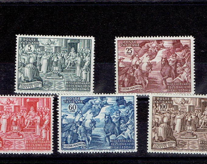 Council of Chalcedon Set of Five Vatican City Postage Stamps Issued 1951