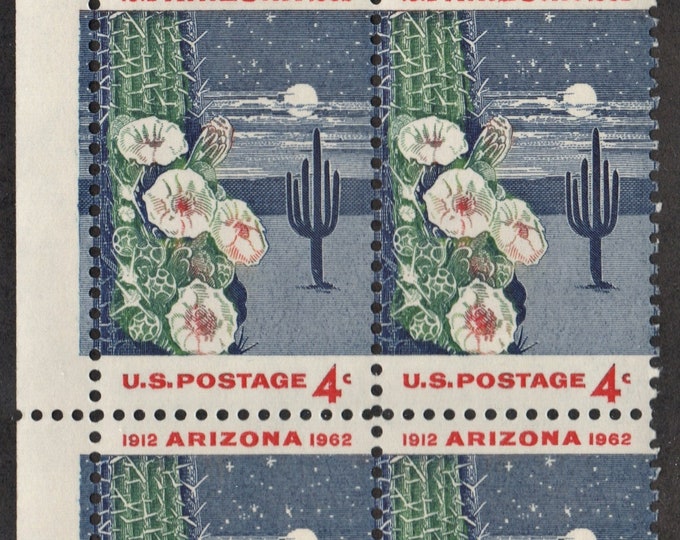 Arizona Statehood Plate Block of Four 4-Cent United States Postage Stamps