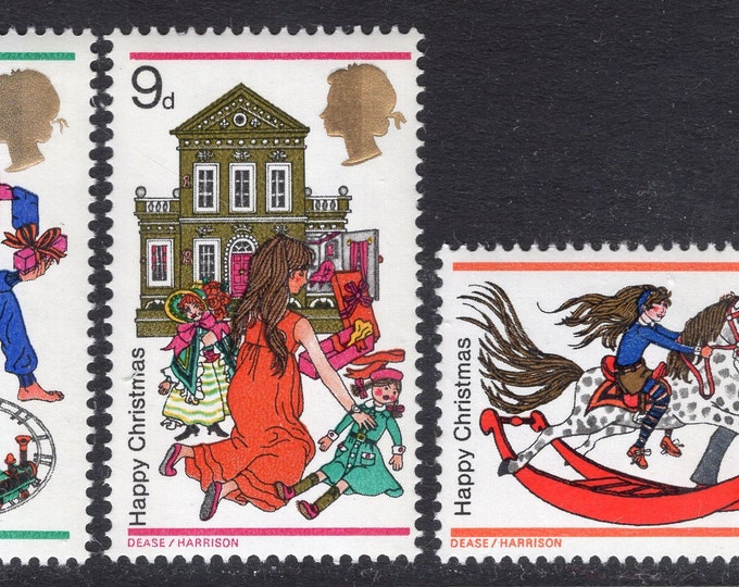 Christmas 1968 Children and Toys Set of 3 Great Britain Mint Postage Stamps