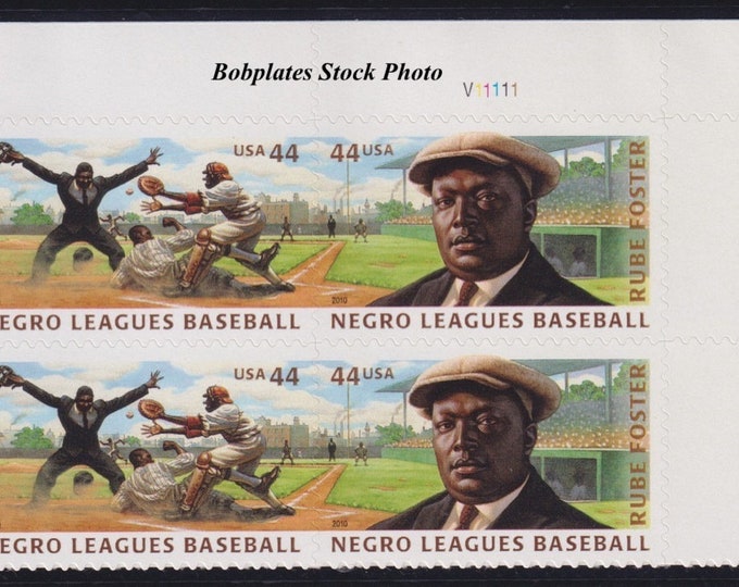 2010 Negro Leagues Baseball Plate Block of Four 44-Cent US Postage Stamps Mint Never Hinged