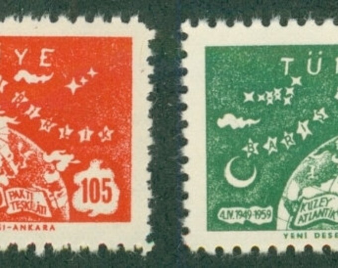 1959 NATO Anniversary Set of 2 Turkiye (Turkey) Postage Stamps Mint Never Hinged