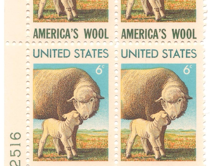 American Wool Industry Plate Block of 4 6-Cent United States Postage Stamps