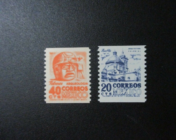 1969 Set of 2 Mexico Coil Postage Stamps Mint Never Hinged