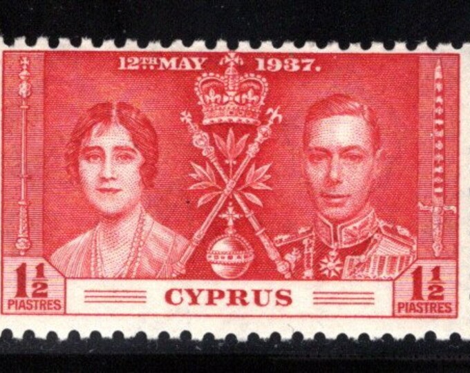 Coronation of King George VI Set of Three Cyprus Postage Stamps Issued 1937
