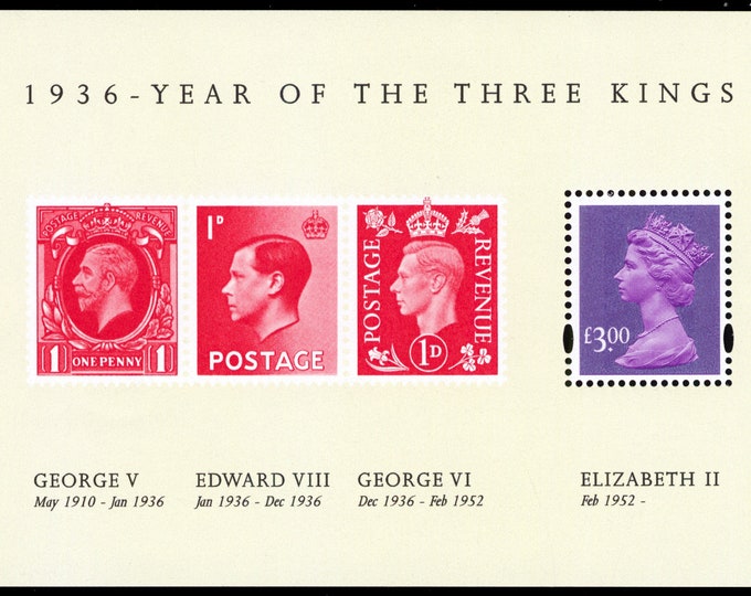 2006 Year of the Three Kings 70th Anniversary Great Britain Postage Stamp Souvenir Sheet Mint Never Hinged
