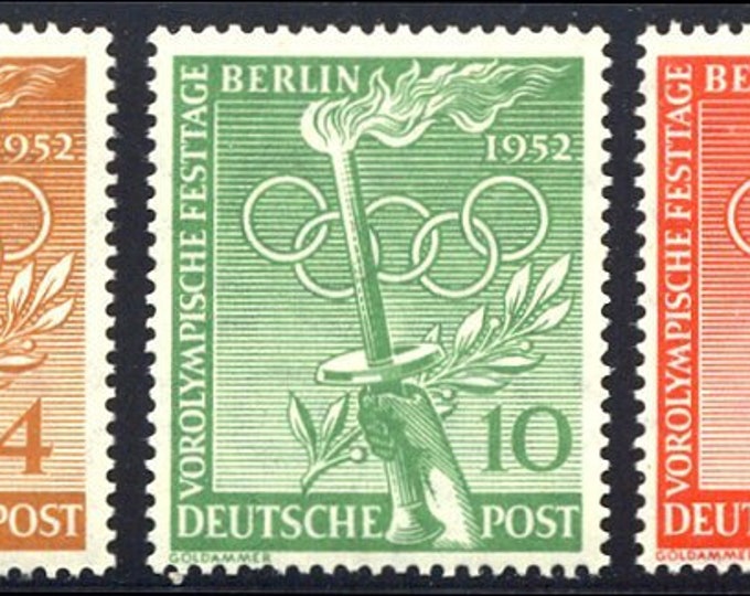 Olympics Set of Three Berlin Germany Postage Stamps Issued 1952