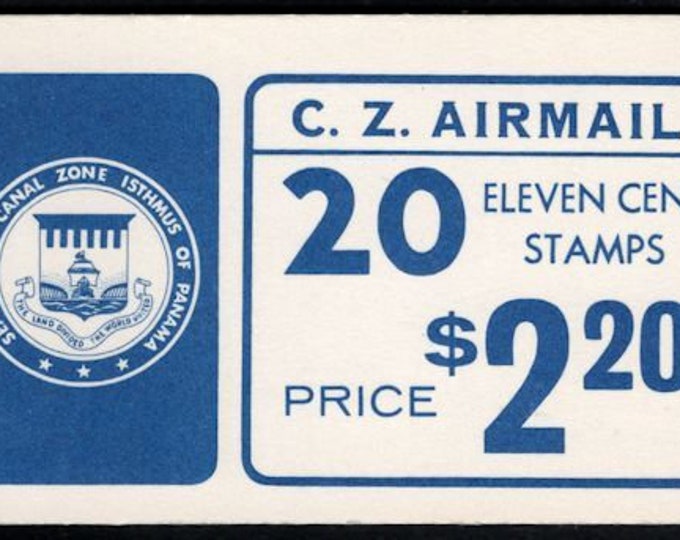 Jet Plane Booklet of Twenty 11-Cent Panama Canal Zone Air Mail Postage Stamps Issued 1971