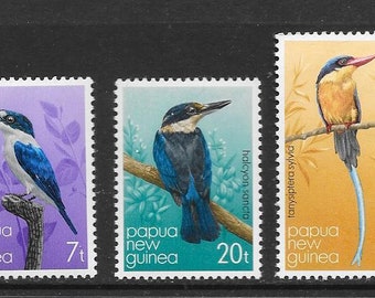 1981 Kingfishers Set of Five Papua New Guinea Postage Stamps Mint Never Hinged