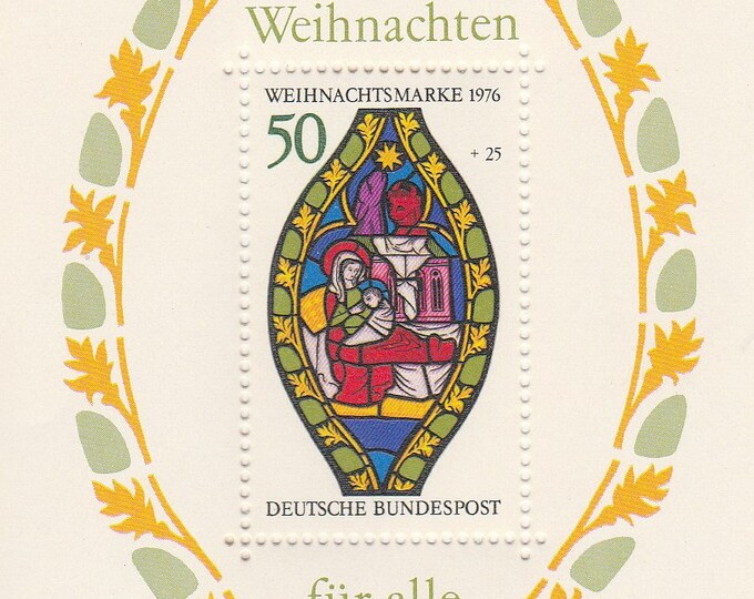 Christmas 1976 Germany Postage Stamp Souvenir Sheet