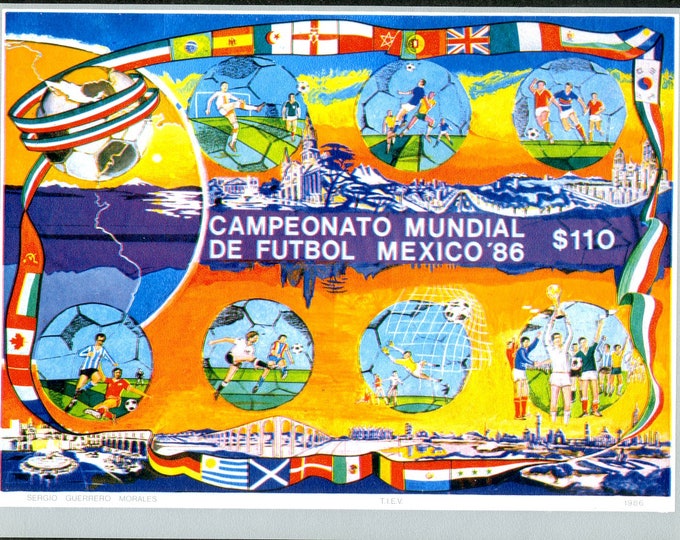 1986 Mexico World Cup Championship Souvenir Sheet Mint Never Hinged