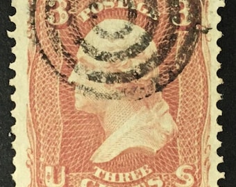 US 1861-62 George Washington Postage Stamp Fancy Cancel Bullseye, Used