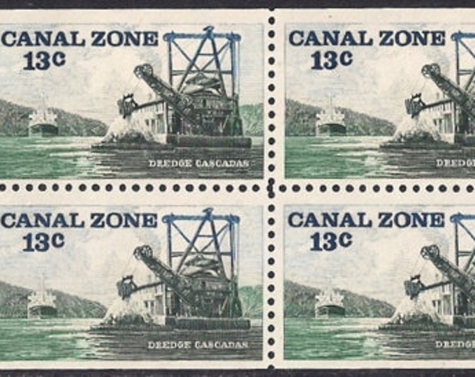 Dredge Cascadas Canal Zone Booklet Pane of Four Stamps Issued 1976