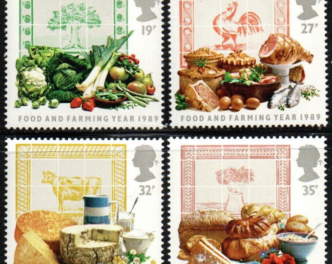 1989 British Food and Farming Set of Four Great Britain Postage Stamps Mint Never Hinged