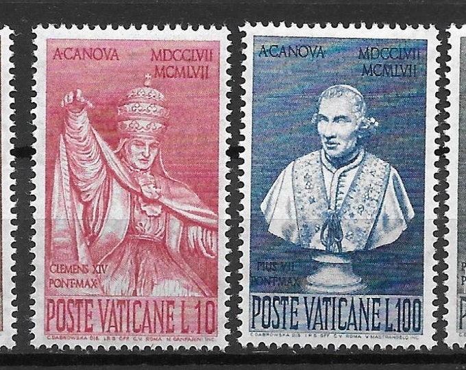 1958 Antonio Canova Set of Four Vatican City Postage Stamps Mint Never Hinged