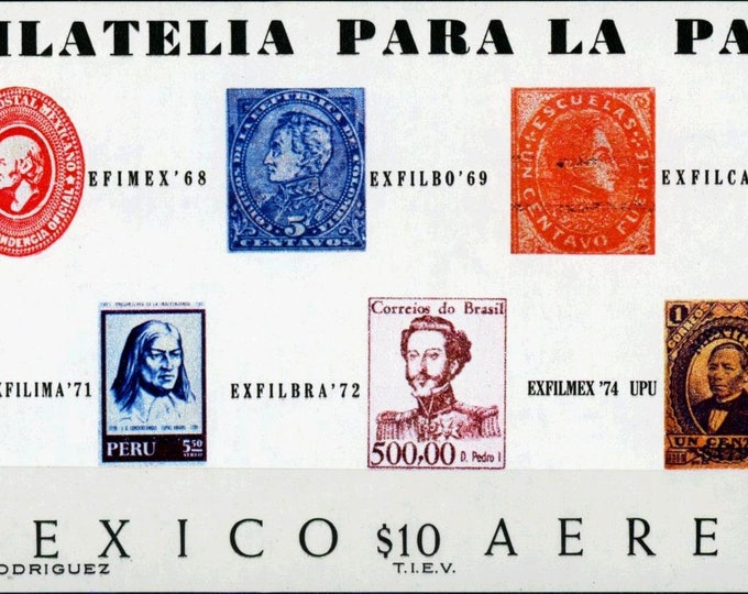 1974 Exfilmex Mexico Airmail Postage Stamp Souvenir Sheet Mint Never Hinged