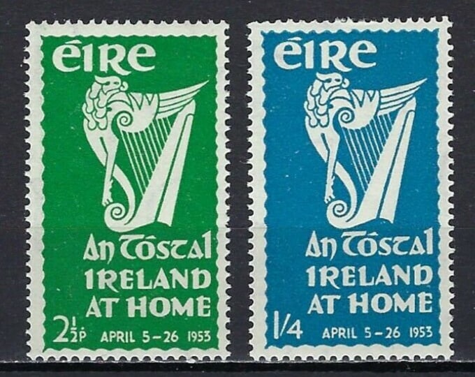 Ireland at Home Set of Two Irish Postage Stamps Issued 1953