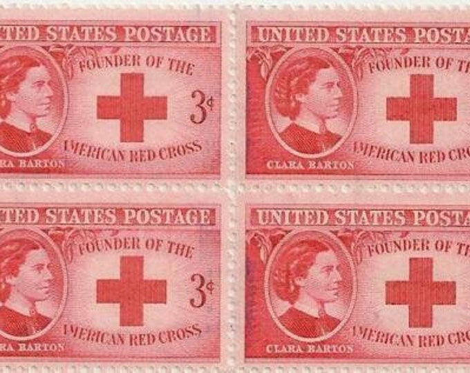 Clara Barton Block of Four 3-Cent United States Postage Stamps Issued 1948