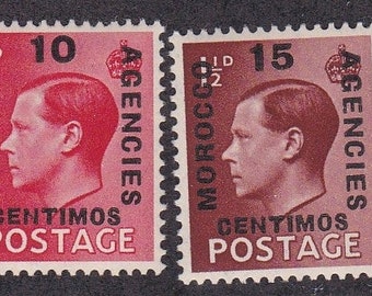 1936 King Edward VIII Set of Four Great Britain Morocco Agencies Postage Stamps