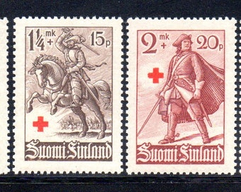 1940 Red Cross Set of Four Finland Postage Stamps Mint Never Hinged