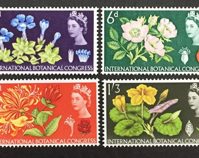 Botanical Congress Set of Four Great Britain Postage Stamps Issued 1964