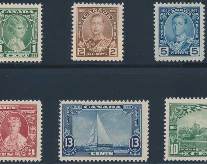 1935 Silver Jubilee King George V Collectible Set of 6 Canada Postage Stamps Mint Never Hinged