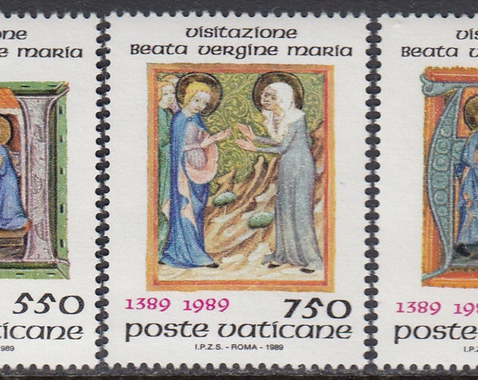 Feast of the Visitation Set of Three Vatican City Postage Stamps Issued 1989