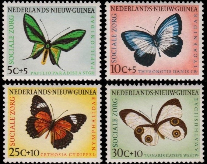 Butterflies Set of Four Netherlands New Guinea Postage Stamps Issued 1960