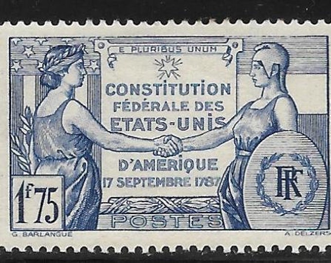 American Constitution France Postage Stamp Issued 1937