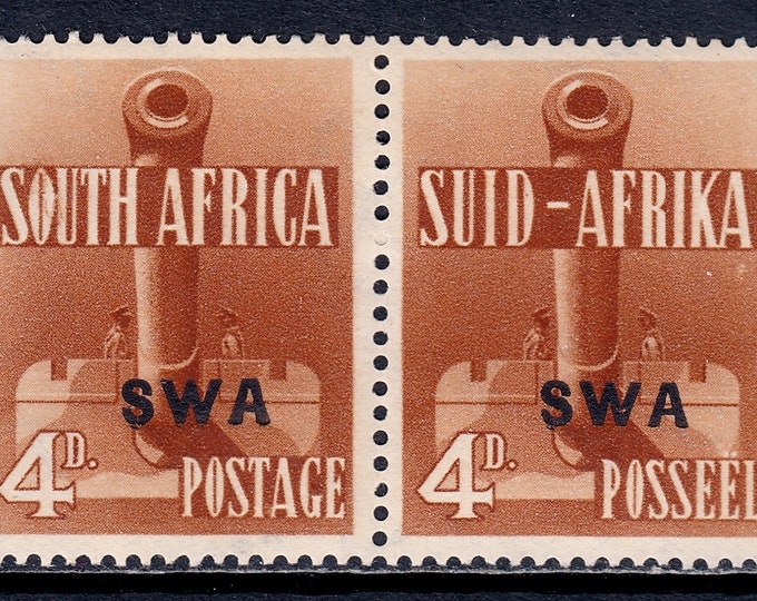 Artillery Pair of South-West Africa Postage Stamps Issued 1941