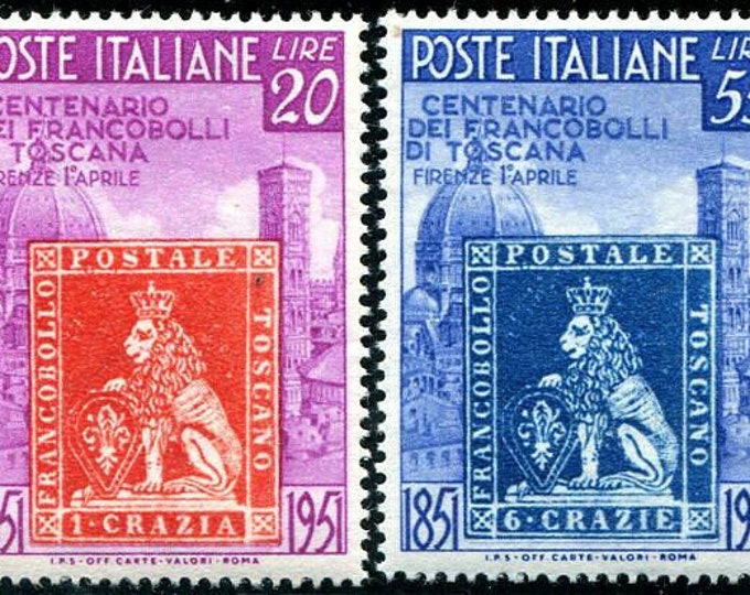 Tuscany Set of Two Italy Postage Stamps Issued 1951