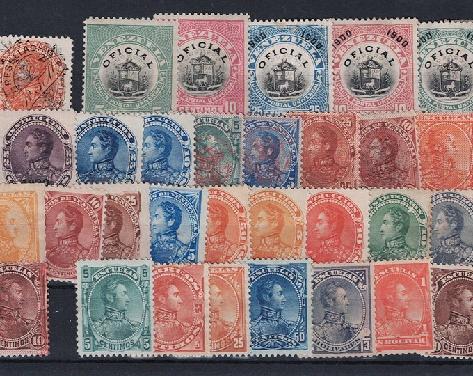 Venezuela Thirty Postage Stamps 19th Century Unused