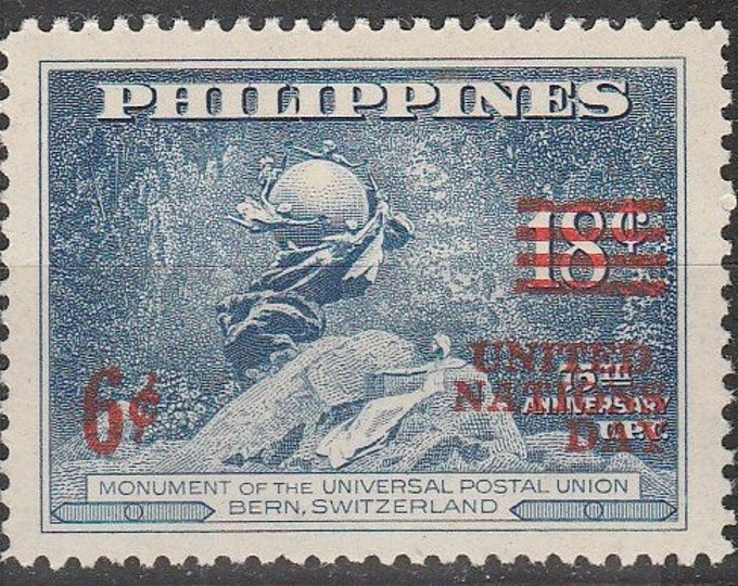 United Nations Day Surcharged Philippines Postage Stamp Issued 1959