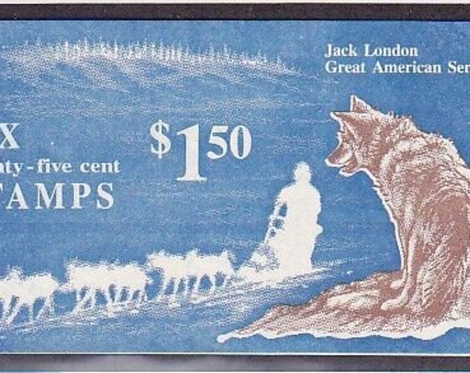 Jack London Booklet of Six 25-Cent United States Postage Stamps Issued 1988