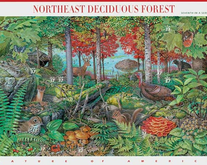 Northeast Deciduous Forest Sheet of Ten 37-Cent United States Postage Stamps Issued 2005