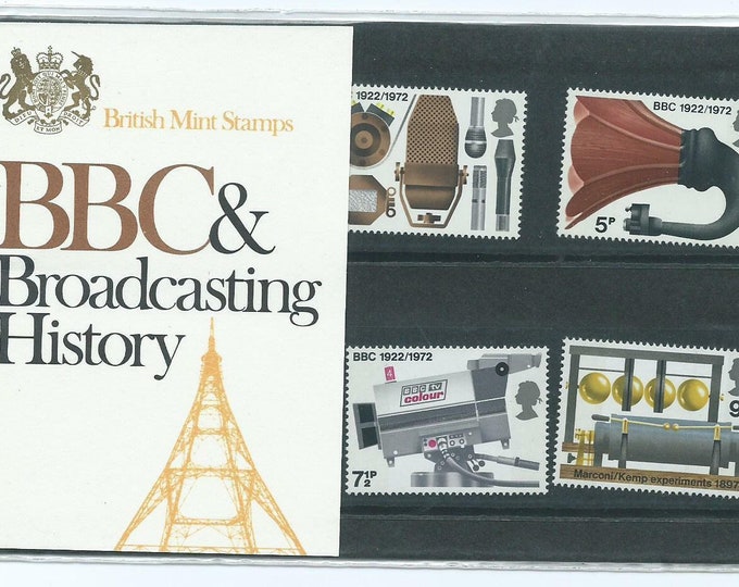 BBC Broadcasting History Great Britain Postage Stamps Presentation Pack Issued 1972