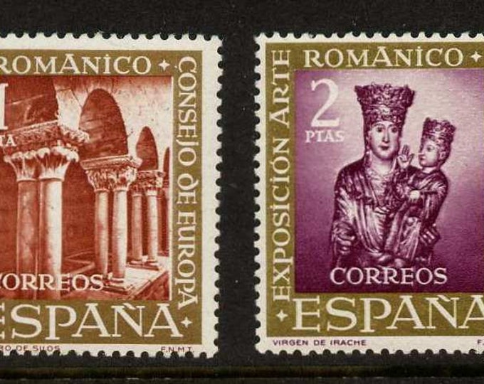 Romanesque Art Set of Four Spain Postage Stamps Issued 1961