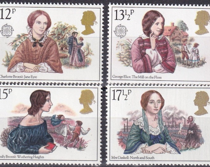 1980 Victorian Women Authors Set of Four Great Britain Postage Stamps Mint Never Hinged