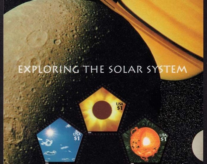 Exploring The Solar System Souvenir Sheet of Five United States Postage Stamps Issued 2000