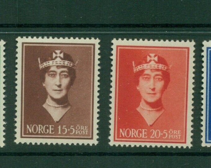 1939 Queen Maud Set of Four Norway Postage Stamps Issued 1939