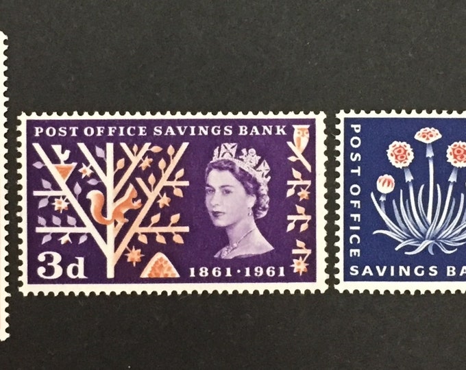 Post Office Savings Bank Set of Three Great Britain Postage Stamps