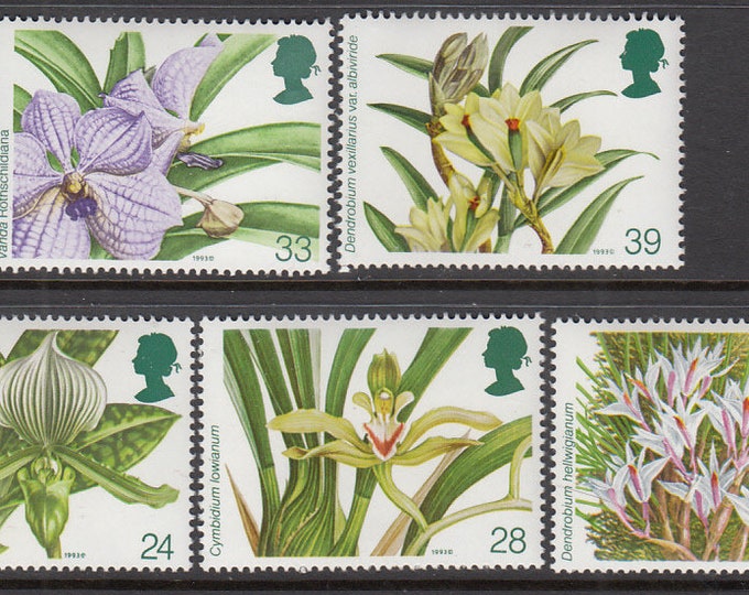 1993 World Orchid Conference Set of Five Great Britain Postage Stamps Mint Never Hinged
