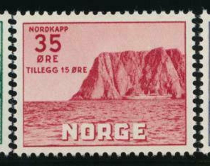 Norwegian Landscape Set of Three Norway Postage Stamps Issued 1957