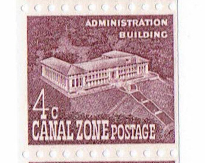 1960 Administration Building Strip of 3 Canal Zone Postage Stamps Mint Never Hinged